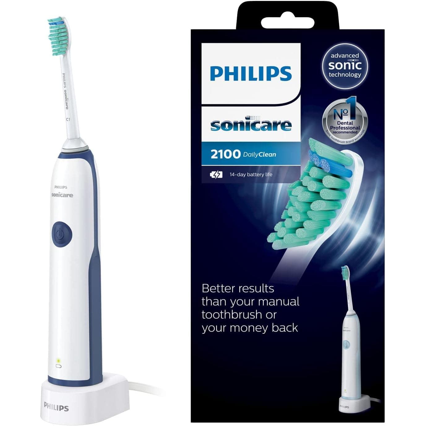 Buy Philips,Philips Sonicare DailyClean 2100 Rechargeable Electric Toothbrush, Dark Blue - Gadcet.com | UK | London | Scotland | Wales| Ireland | Near Me | Cheap | Pay In 3 | Health & Beauty